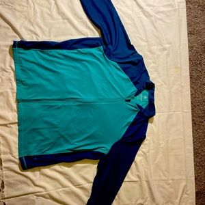 Two-tone blue zip up